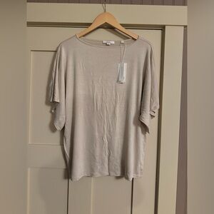 Vince 1X stone beige tee top nwt NEW
